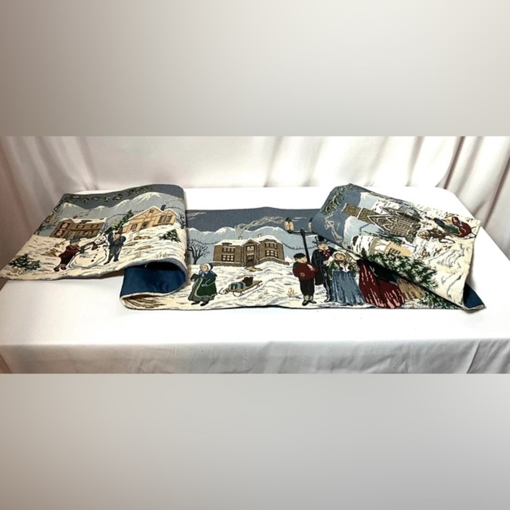Blue Christmas Table Runner 67x12 Inches Holiday Dining Table Decor - Picture 6 of 6